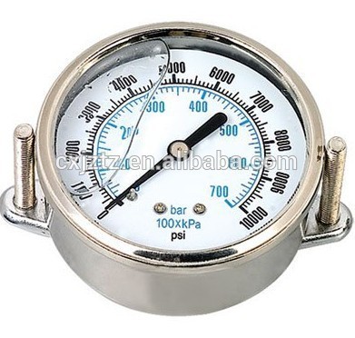 63mm  back mounting 304 stainless steel vibration-proof pressure gauge with U-clamp