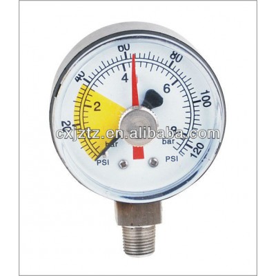 Y50AE2 Standard Pressure Gauge With Red Active Pointer Bottom Coonction